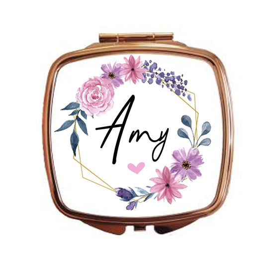 Rose Gold Personalised Compact Mirror
