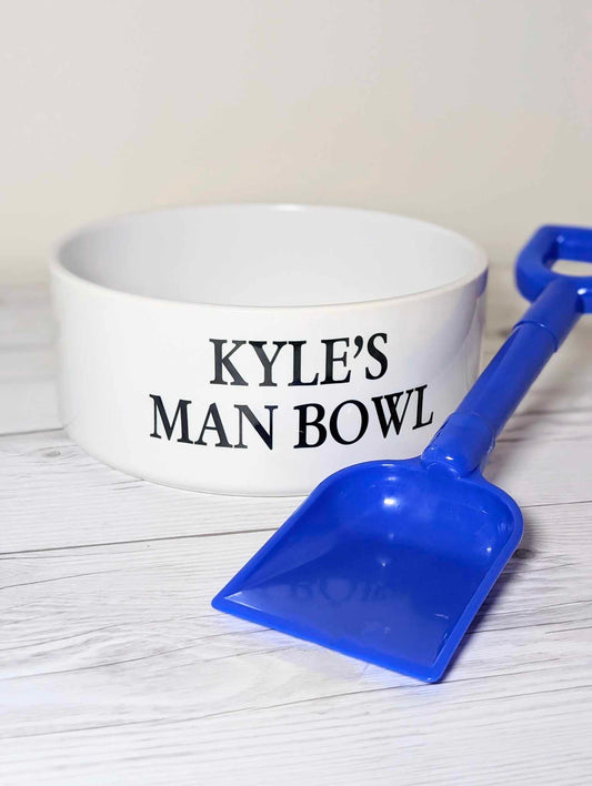 Personalised Man Bowl With Plastic Spade| Novelty Gifts |