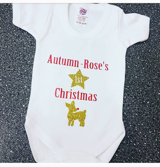 Personalised First Christmas Baby Grow | Short or Long Sleeve |