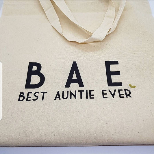 Bae best auntie/aunty ever canvas tote bag - custom shopping bag for life
