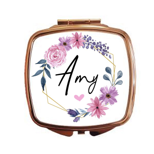 Rose Gold Personalised Compact Mirror