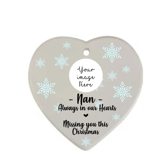 Personalised In Loving Memory Christmas Ceramic Heart Bauble