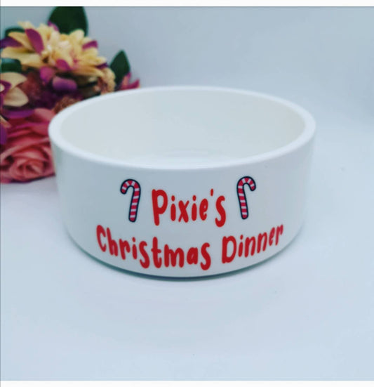 Personalised Pet Christmas Dinner Bowl