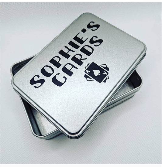 Custom Double Deck Playing Cards Storage Tin | Metal | Silver Colour