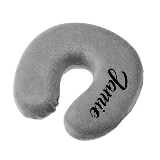 Personalised Grey Inflatable Neck Pillow | Travel Accessory |