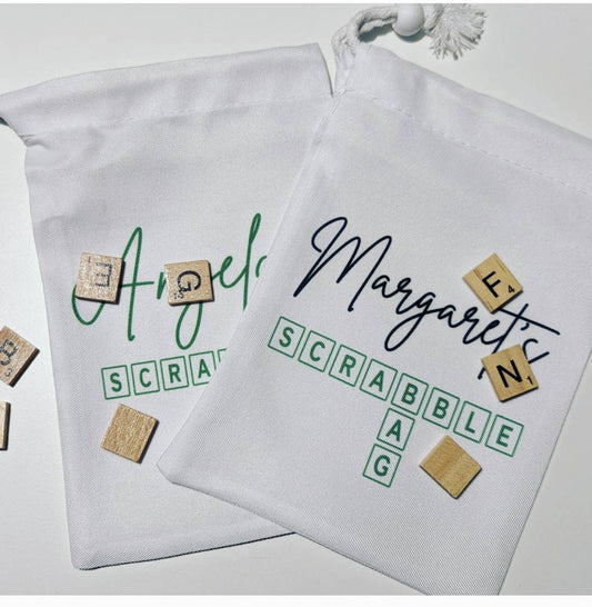 Personalised Scrabble Tile Bag | Games Night | Custom Gift |
